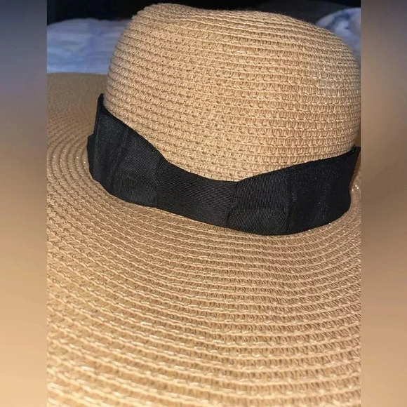 NEW DEBRA WEITZMAN WIDE BRIM FLOPPY HAT IN KHAKI/BLACK SIZE MEDIUM - Picture 5 of 12